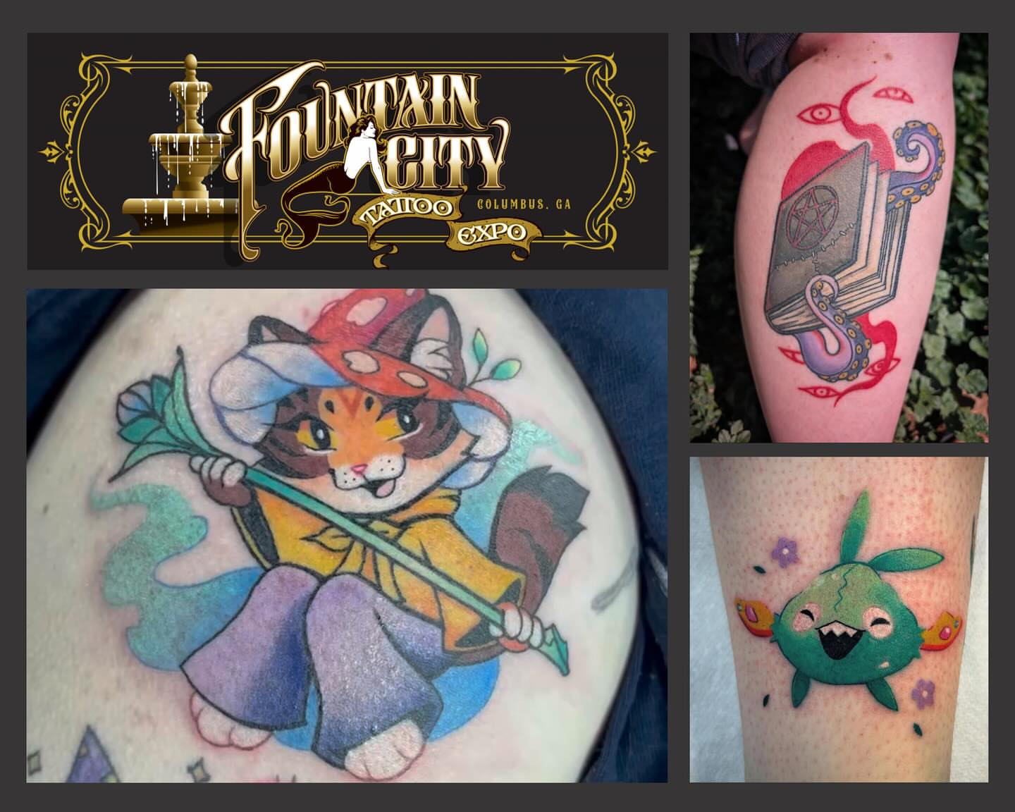 Cat wizard new school tattoo on the thigh by ✶ 𝓑𝓲𝓽𝓮𝓼𝓲𝔃𝓮𝓭 𝓘𝓷𝓴 ✶, Buford, Georgia