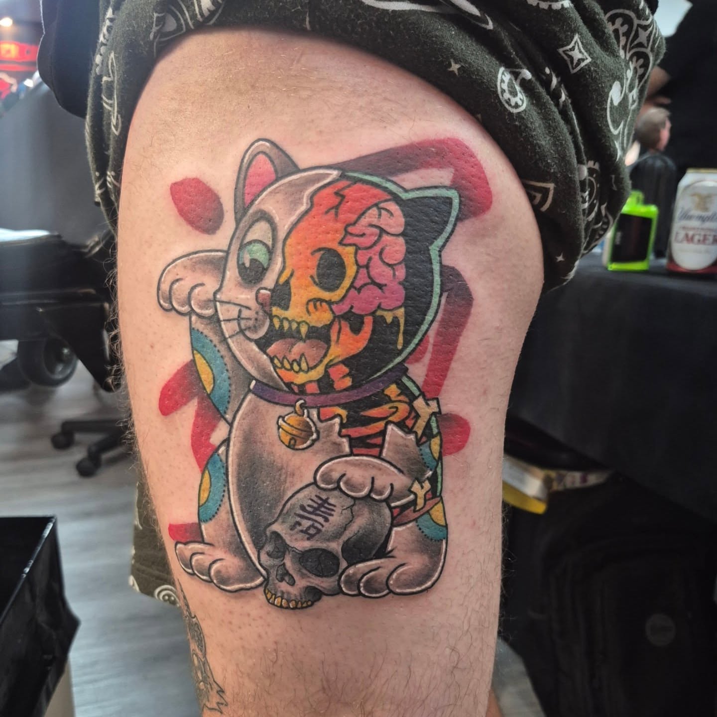 Tattoo by @huckleberrytattoos — american_traditional, dotwork