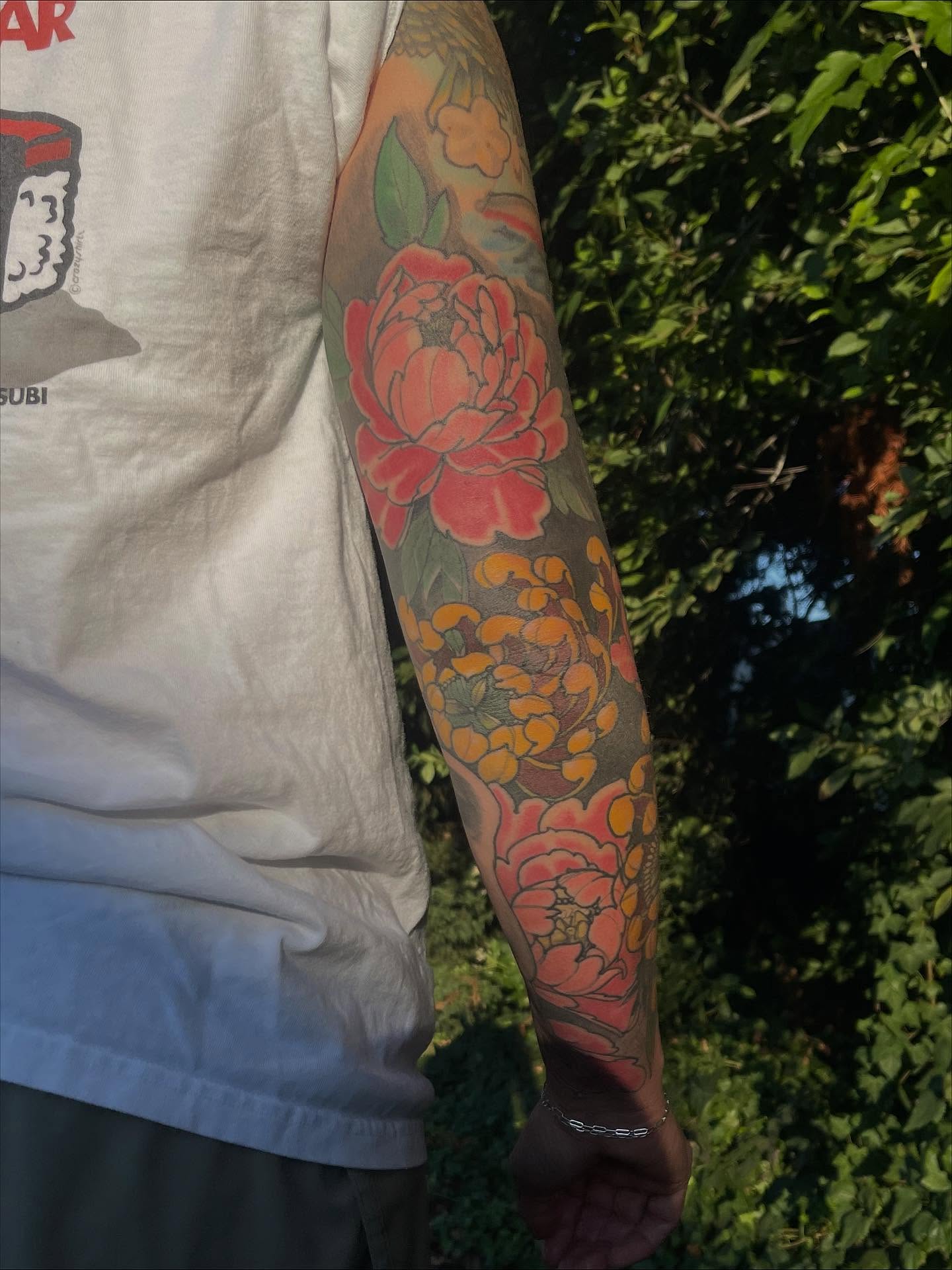 Floral bouquet japanese irezumi tattoo on the forearm by ๐ต๐๐๐ ๐ฐ๐๐๐