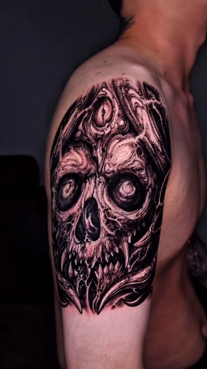 Skull dark realism tattoo by Dark tattoo