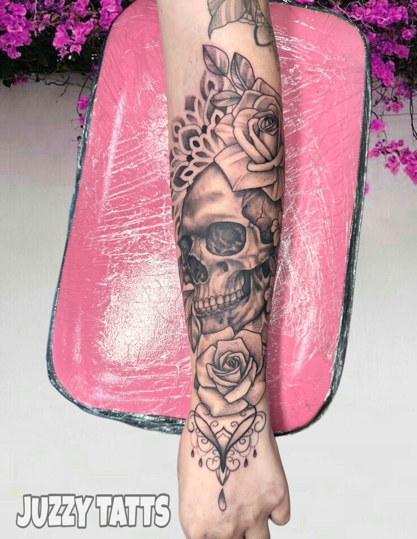 Tattoo by @juzzytatts — black_and_grey, realism