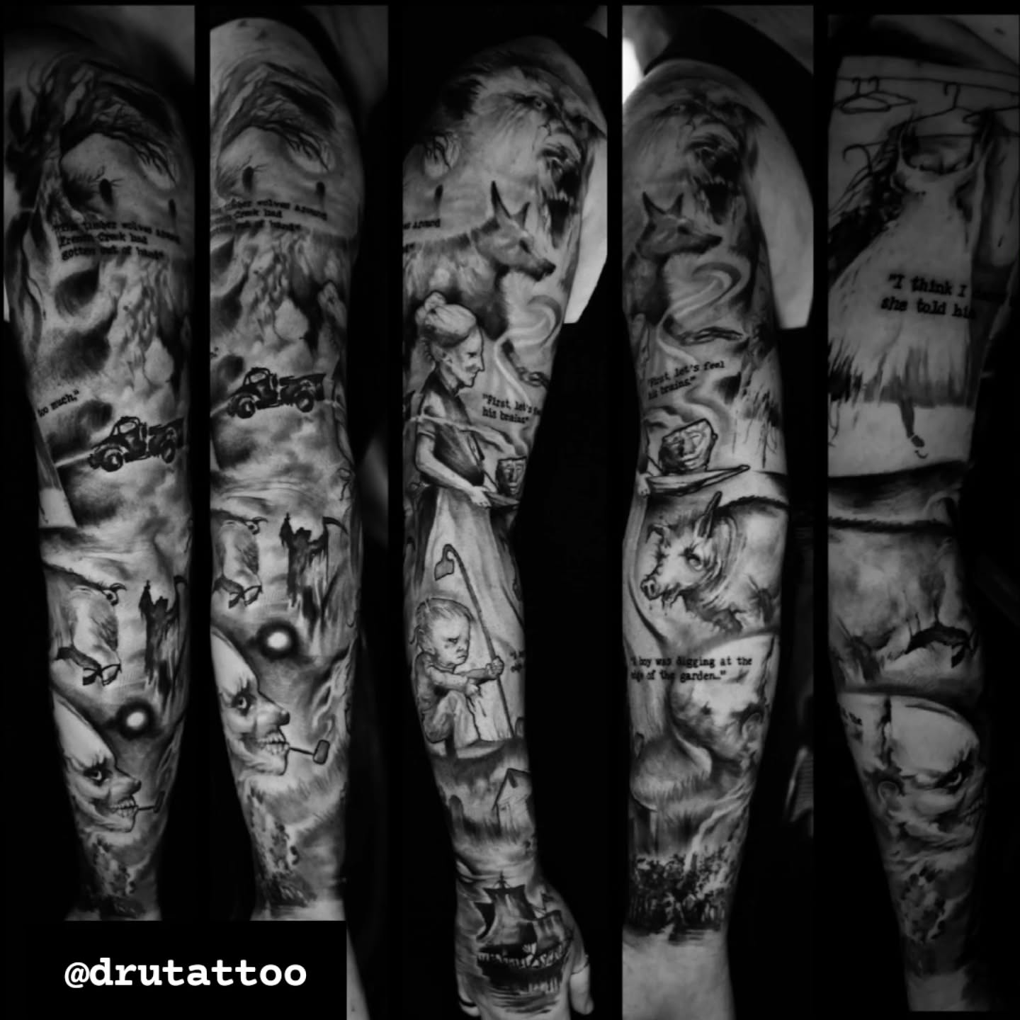 Alice in wonderland realism tattoo on the forearm by Drew Siciliano, Glendale, Arizona