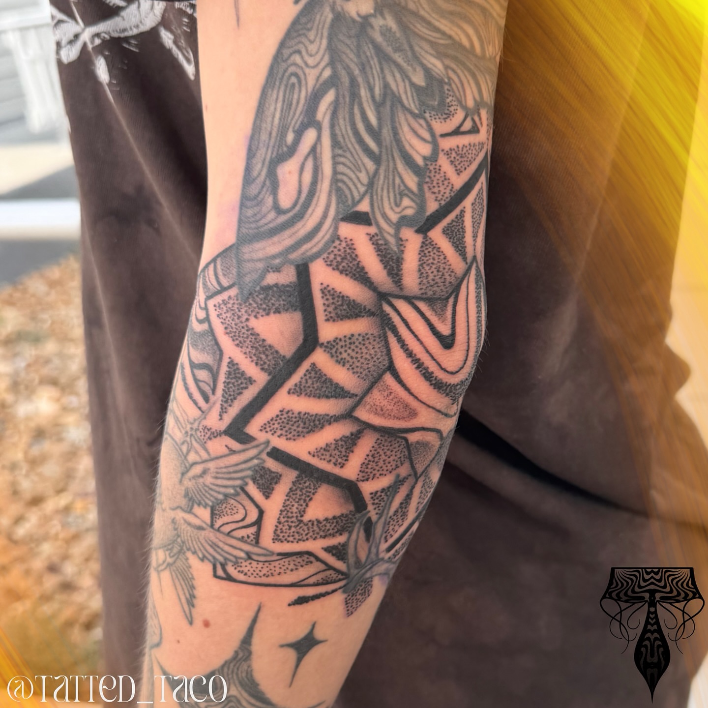 Tattoo by @tatted_taco โ dotwork, geometric