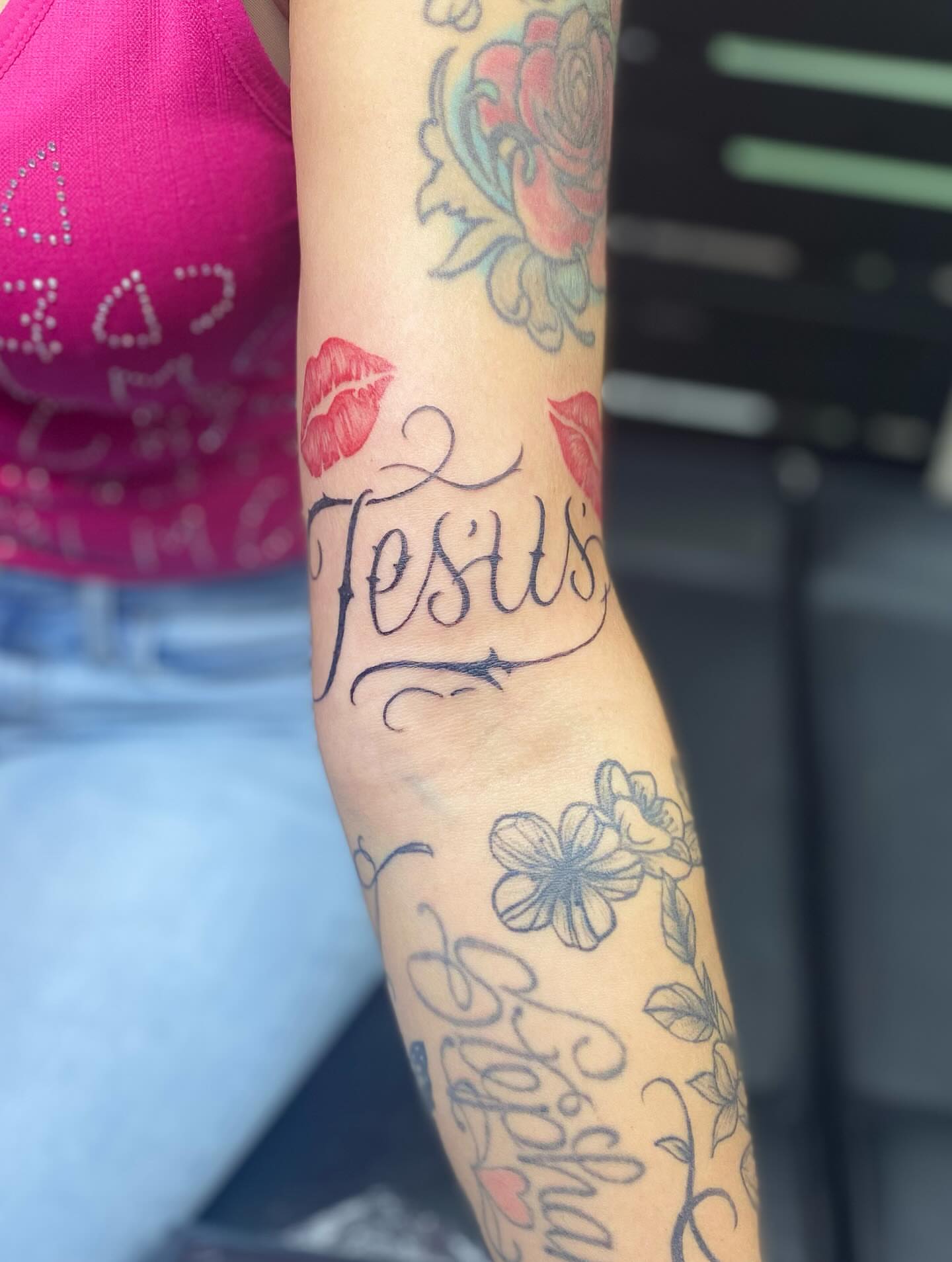 Jesus lettering script tattoo on the forearm by MD Ariel🦷