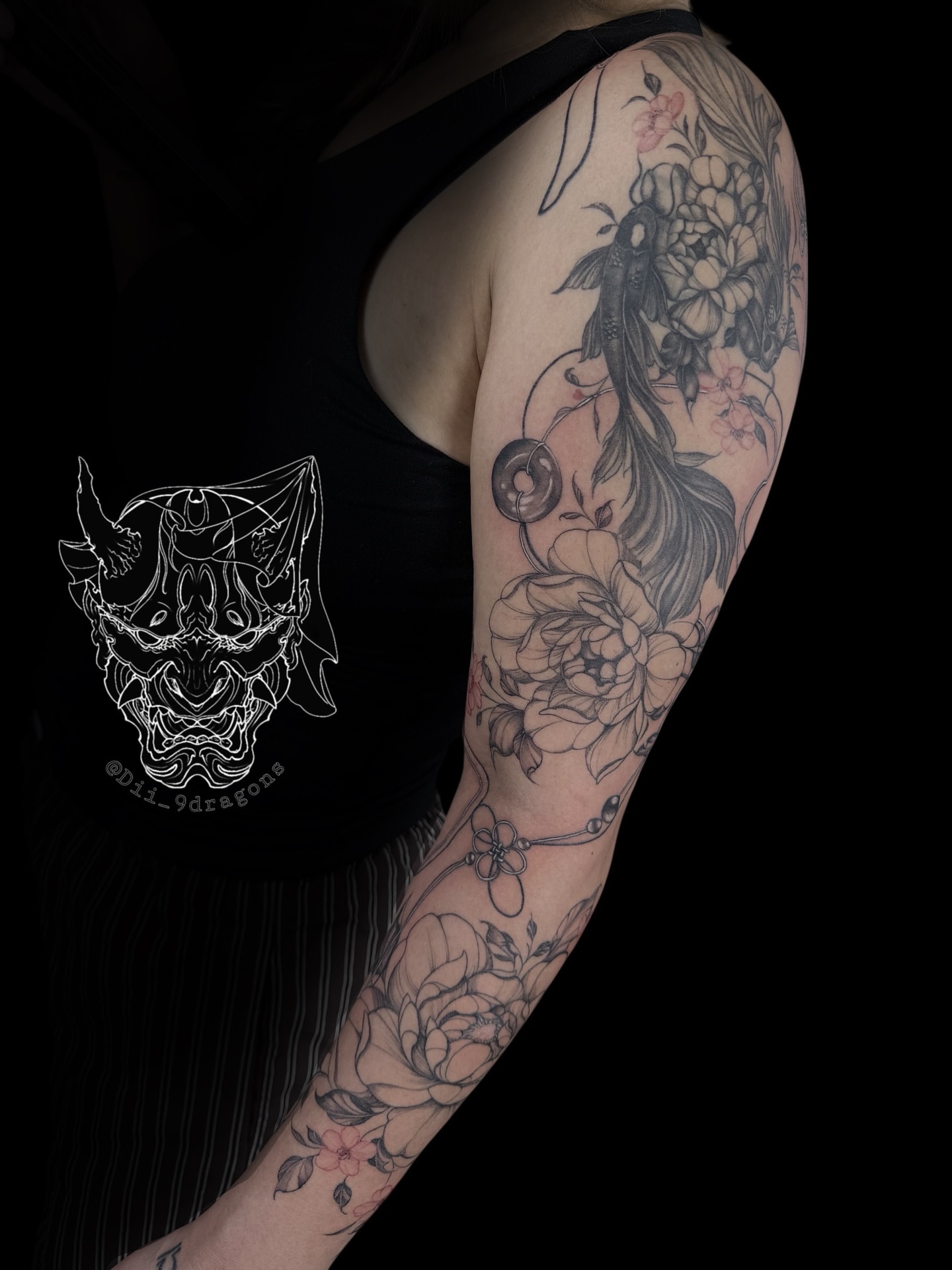 Floral and demonic mask dotwork tattoo on the forearm by π² ππ² ππΎππ·π± - π« ππ»πͺπ°πΈπ·πΌ π², San Jose, California