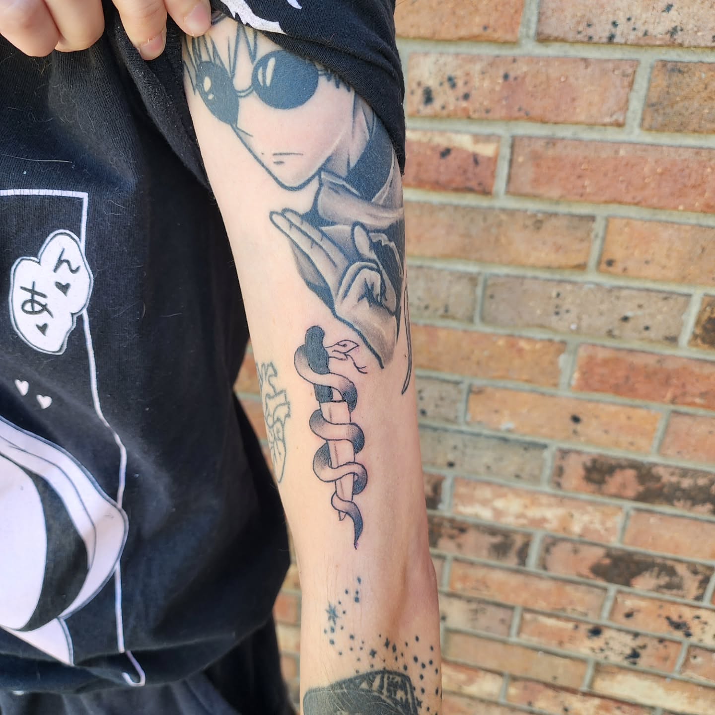Tattoo by @bigtastytattoos — anime, dotwork