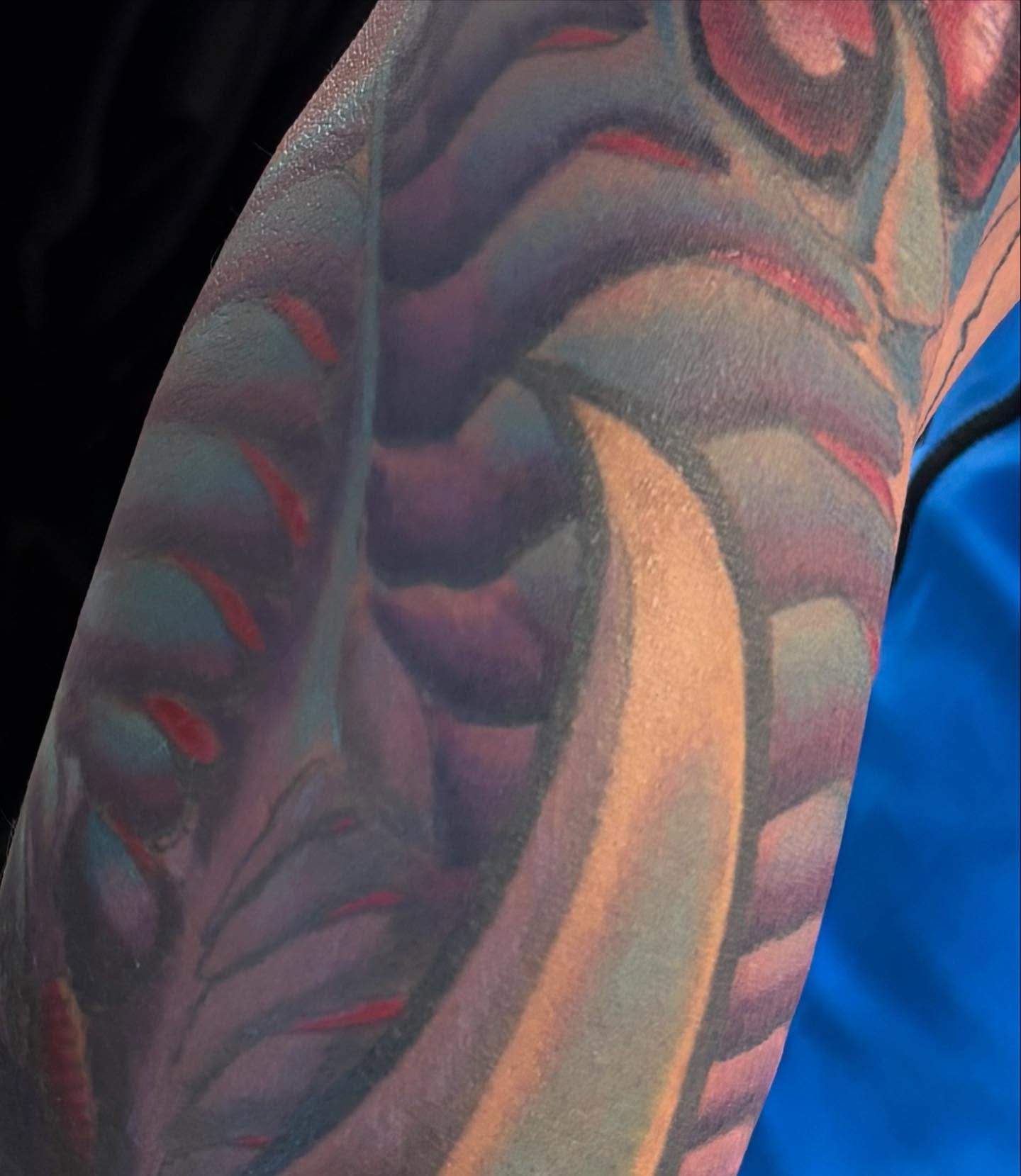 Abstract design dotwork tattoo on the forearm by Rene Chavira