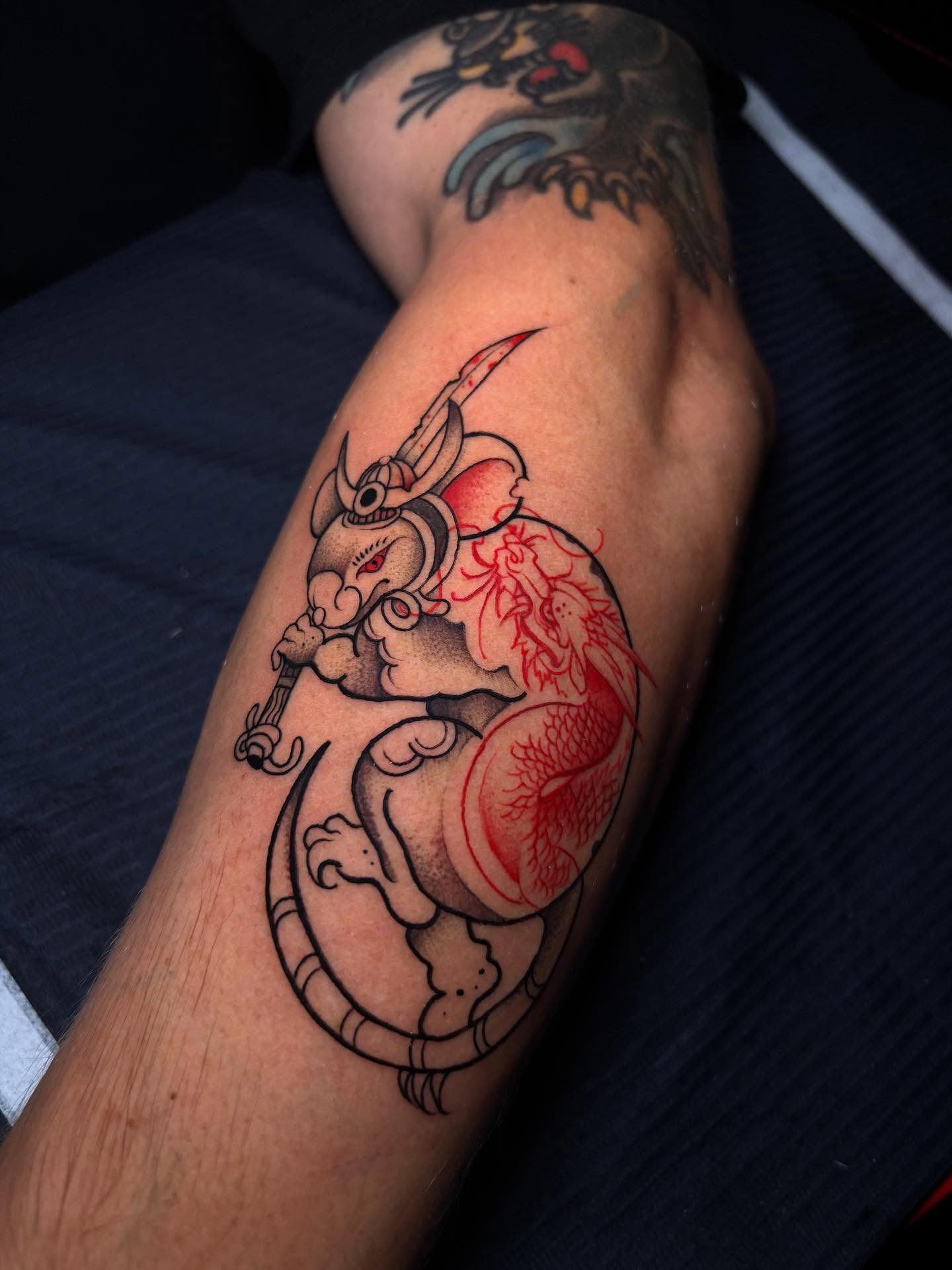 Samurai and dragon japanese irezumi tattoo on the forearm by orlando