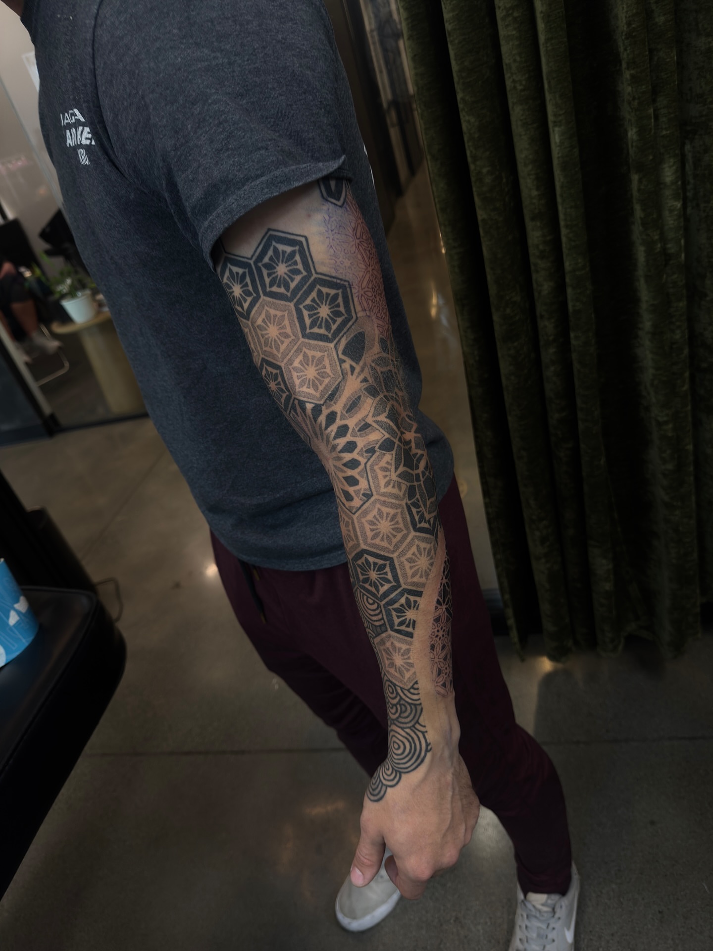 Geometric pattern geometric tattoo on the forearm by Christofer Irvin