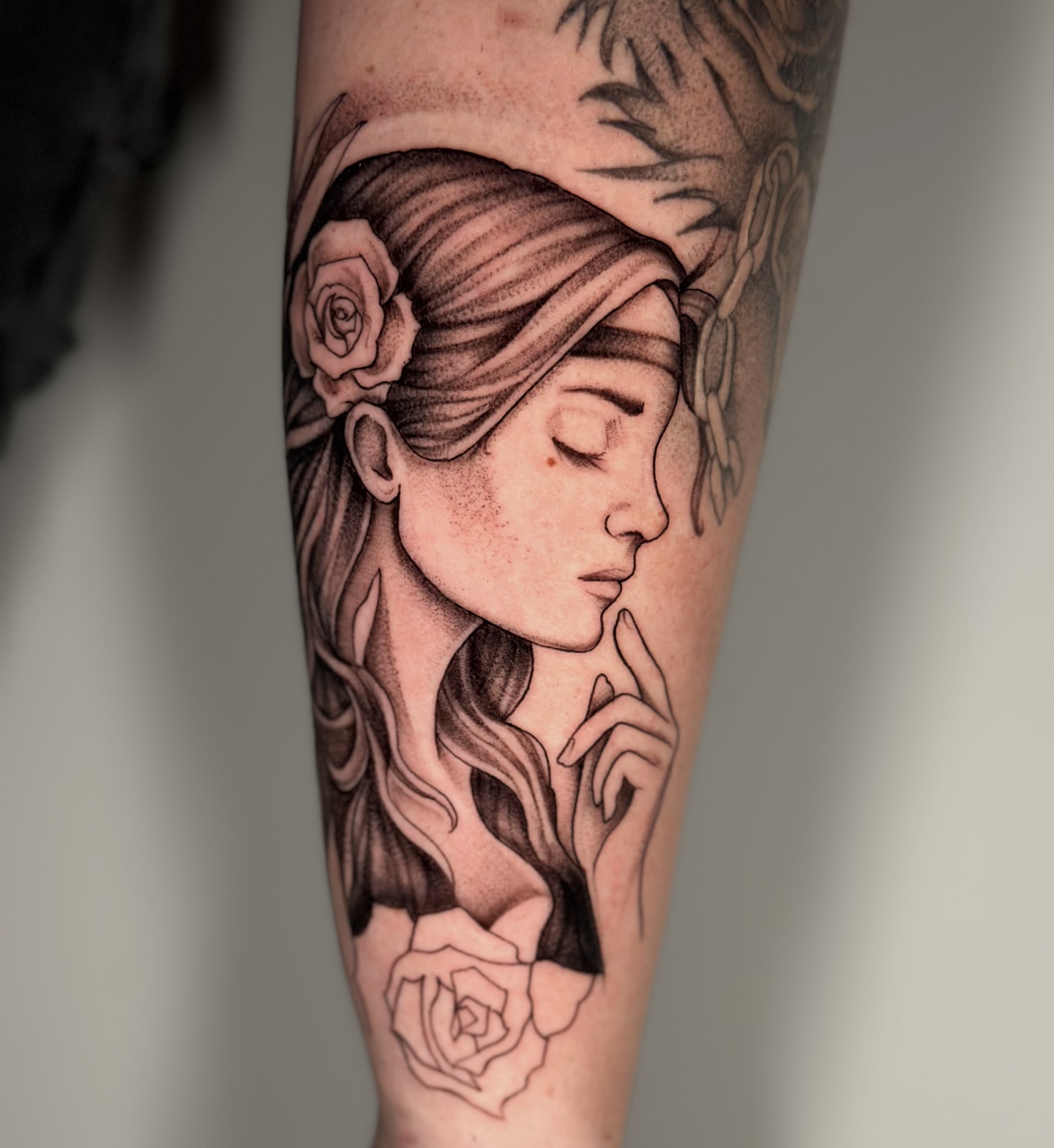 Tattoo by @coldbratpokes — black_and_grey, realism