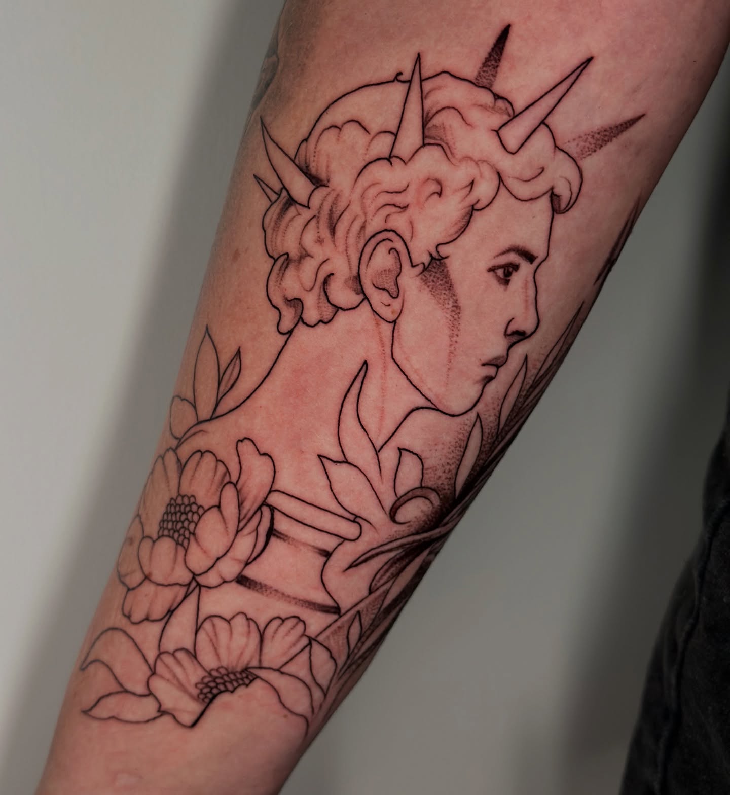 Tattoo by @coldbratpokes — dotwork, black_and_grey