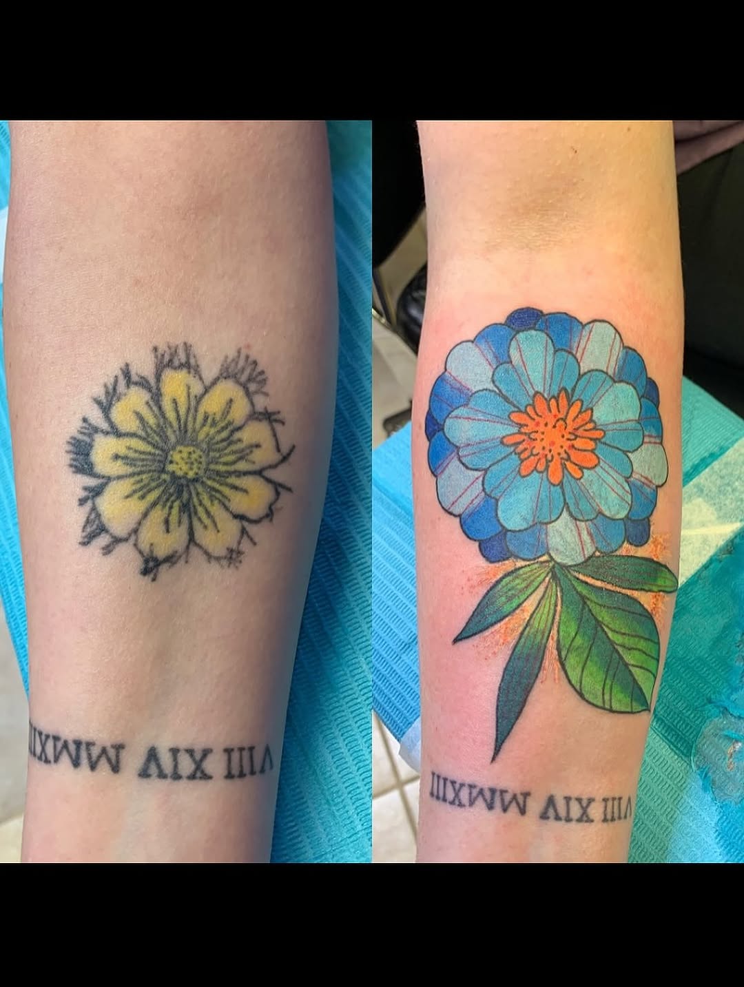 Flower neo-traditional tattoo on the forearm by @colorrobbie