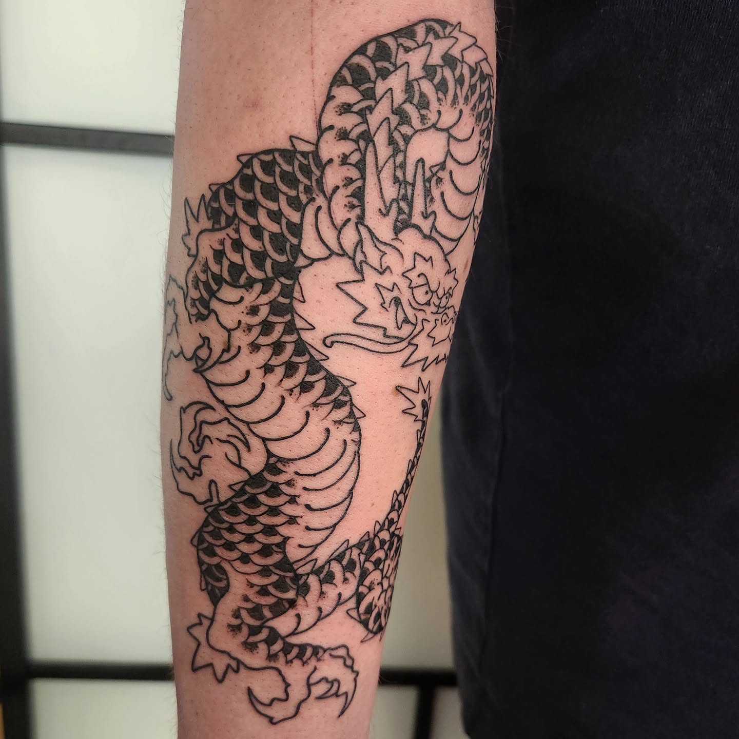 Tattoo by @dripping_moustache — black_and_grey