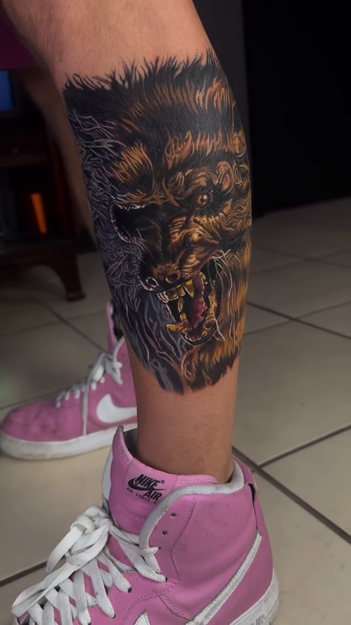 Wolf head realism tattoo by Steven Pelkey, Eastpointe, Michigan