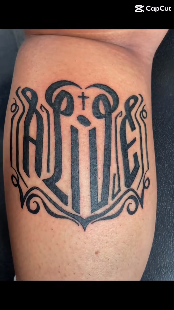 Tattoo by @ruach_ink — lettering_script, blackwork