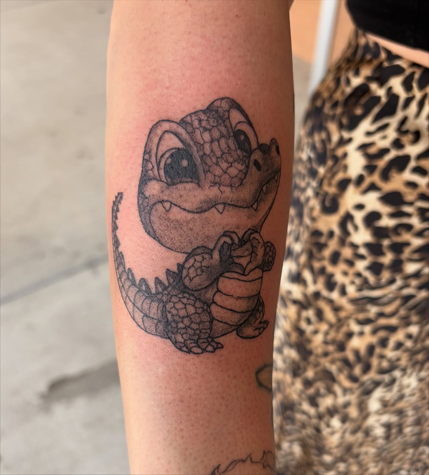 Alligator dotwork tattoo on the forearm by Tori Anderson, Minneapolis, Minnesota