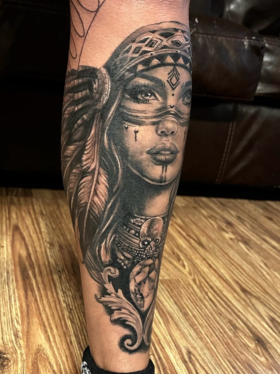 Tattoo by @coltrain_45 — black_and_grey, realism