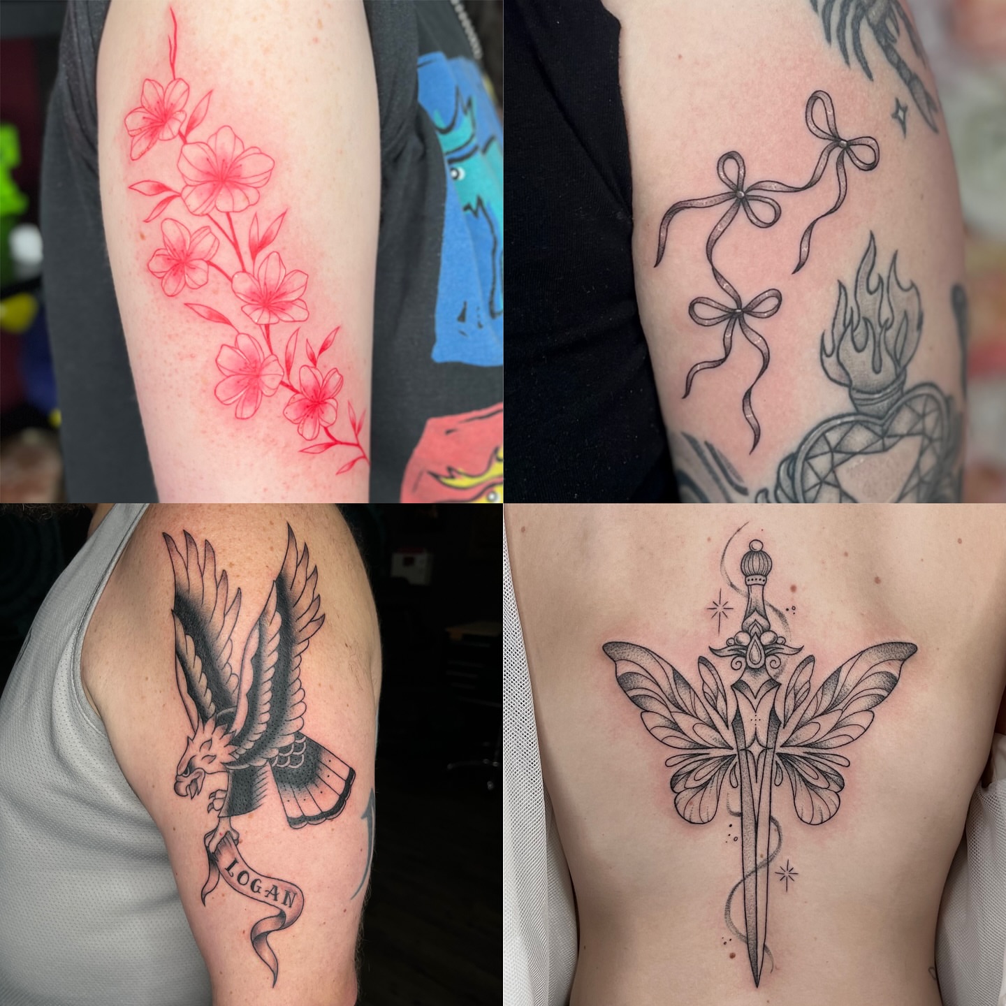 Cherry blossoms American traditional tattoo on the forearm by ✩gracie ⋆｡°✩