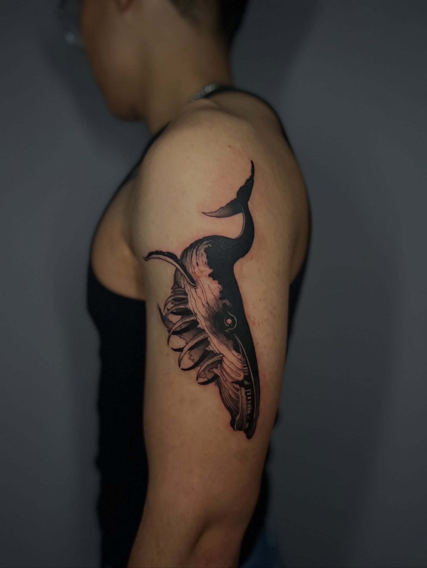 Tattoo by @makoto.tattooarts — black_and_grey