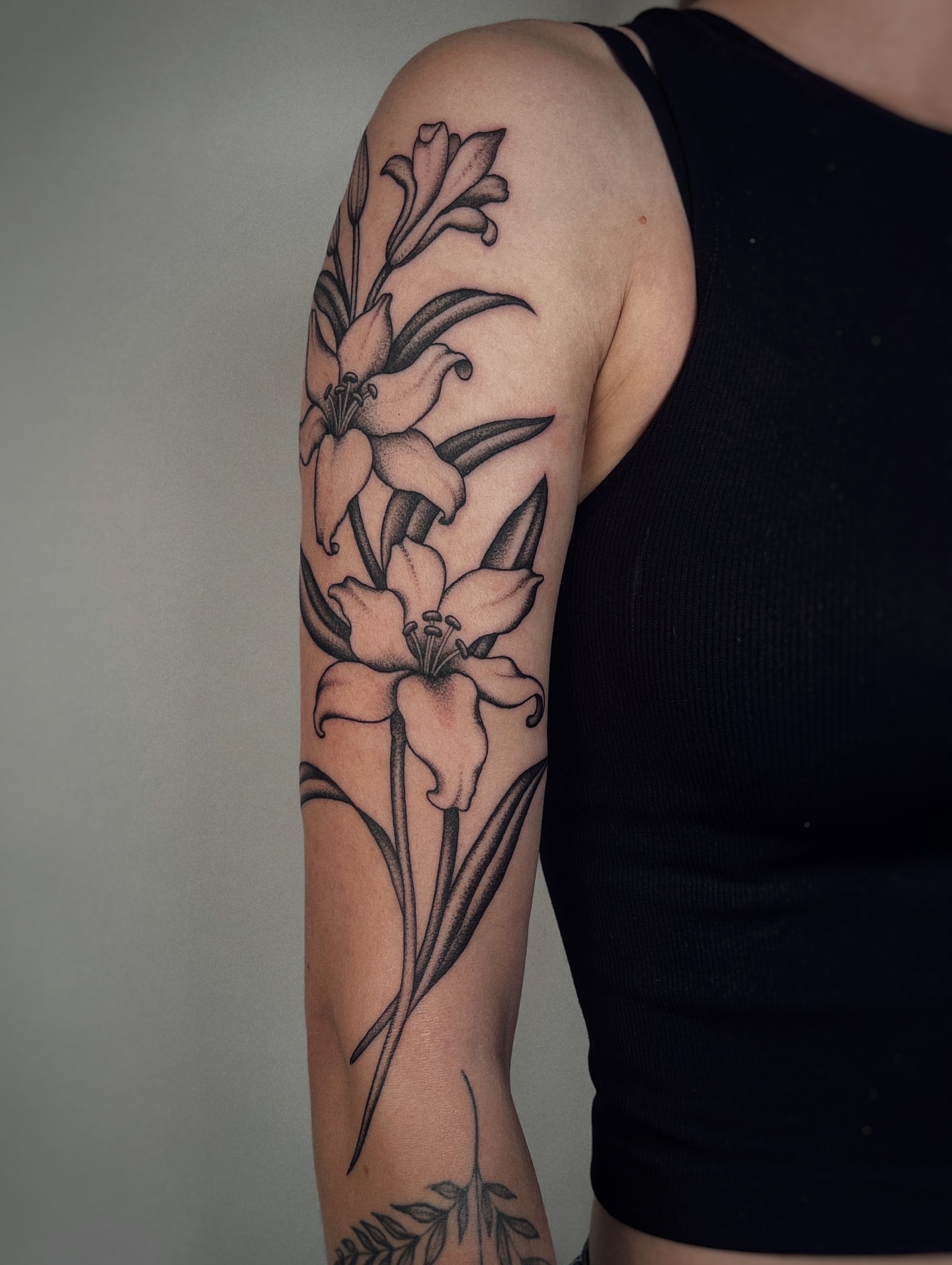 Tattoo by @rebecca_febo — black_and_grey