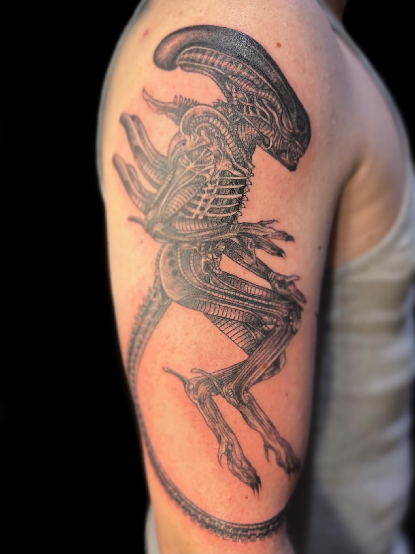 Tattoo by @theinkedfrog — black_and_grey