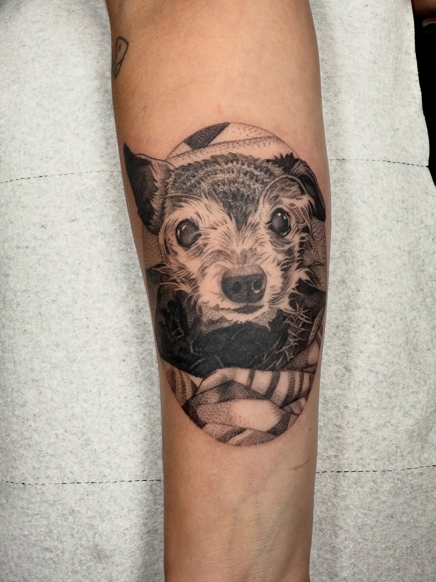 Tattoo by @milesromerotattoos — dotwork, realism
