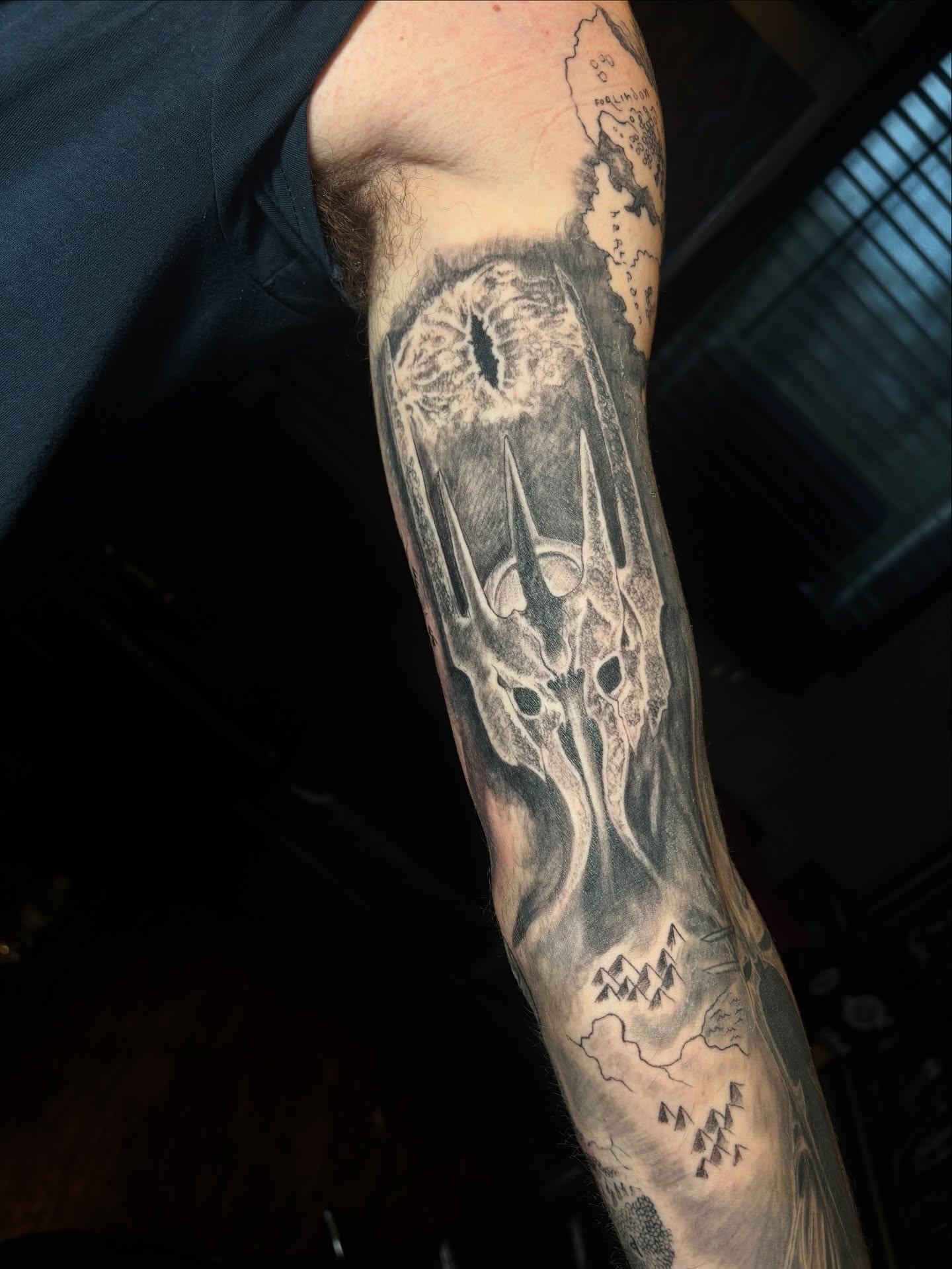 Demon skull dark realism tattoo on the forearm by Terik Whittaker