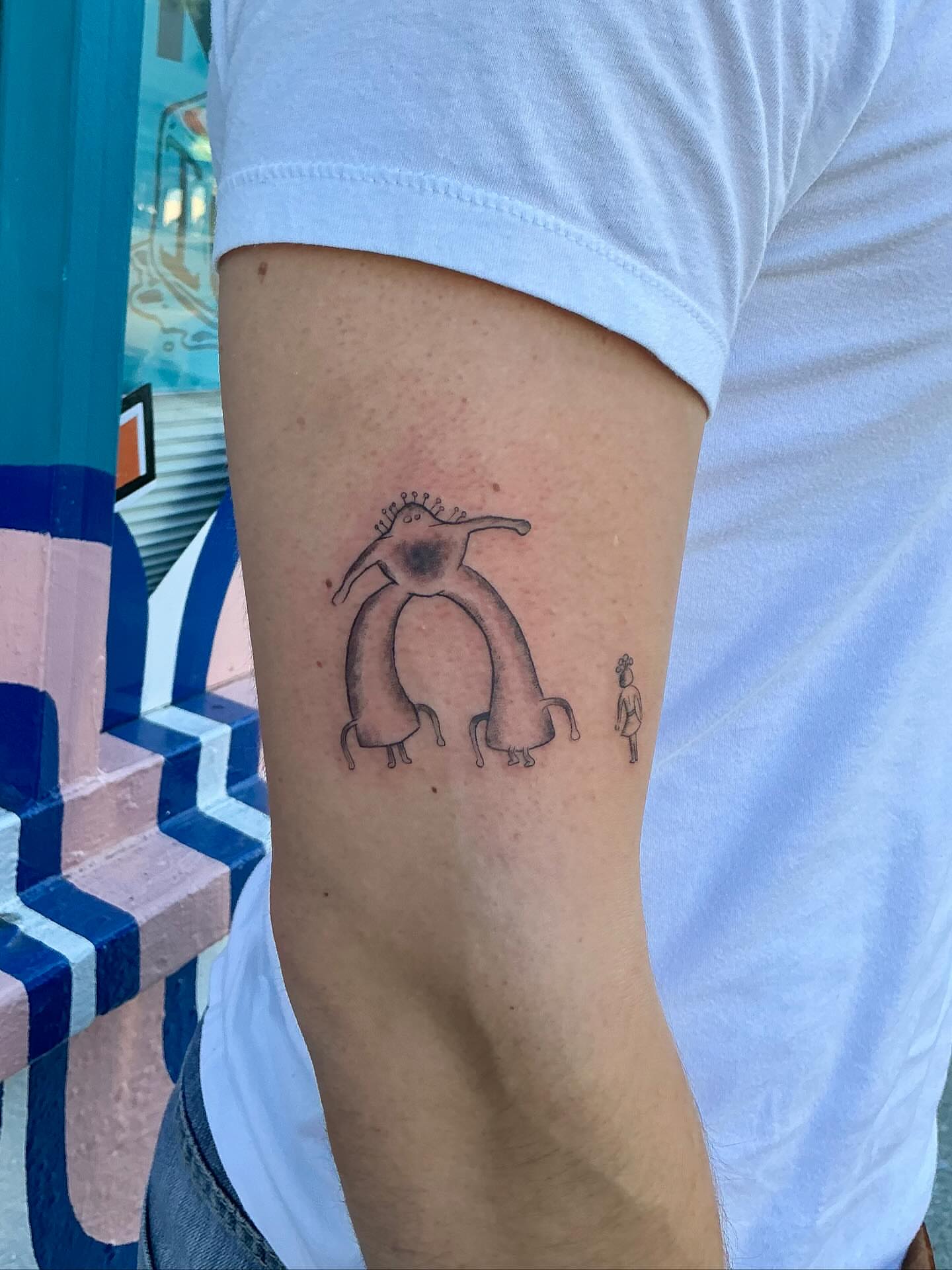 Abstract creature minimalist tattoo on the forearm by CharlieBoy