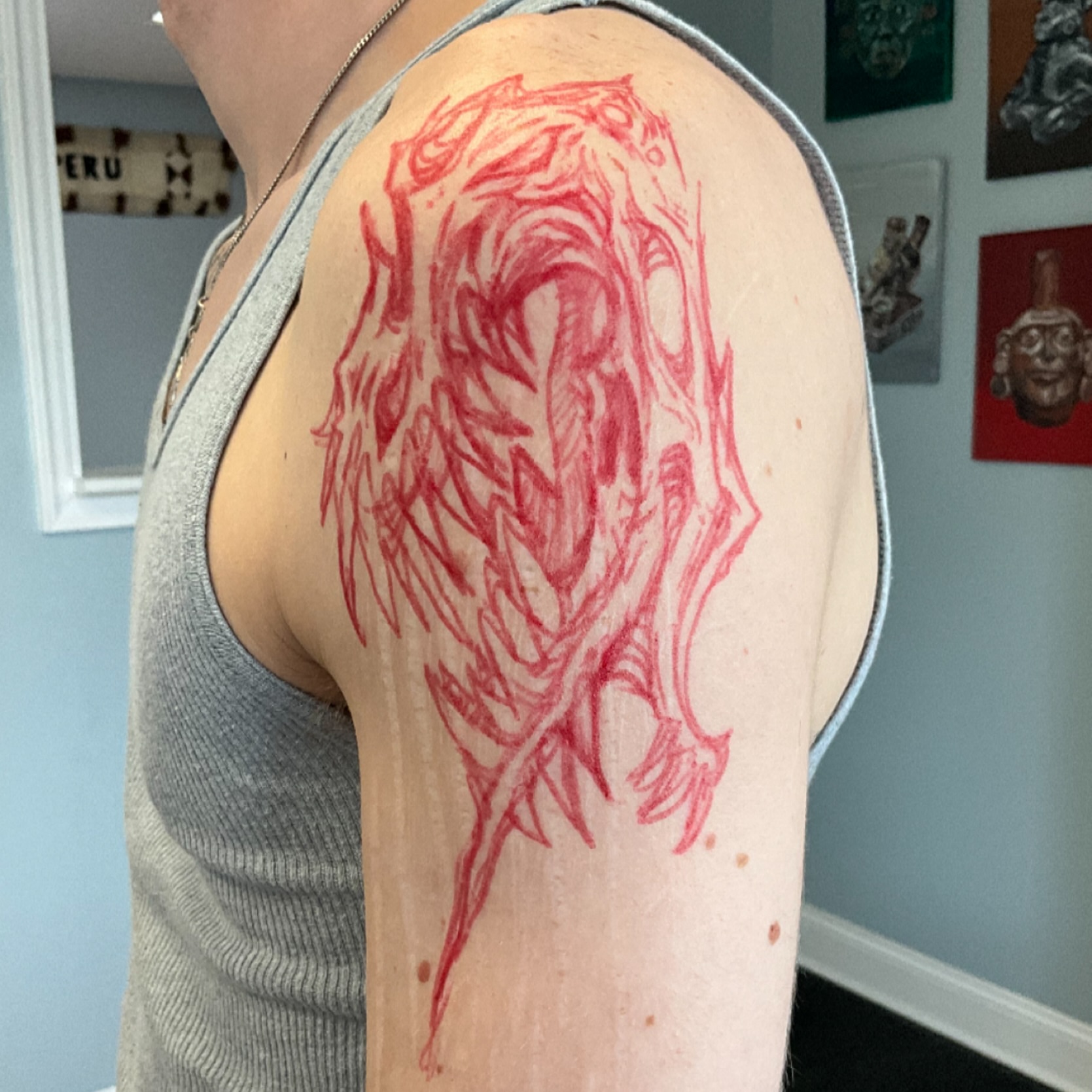Abstract design geometric tattoo on the shoulder by Isaac Mccavitt