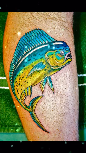 Dolphin fish tattoo new school tattoo on the foot by @colorrobbie