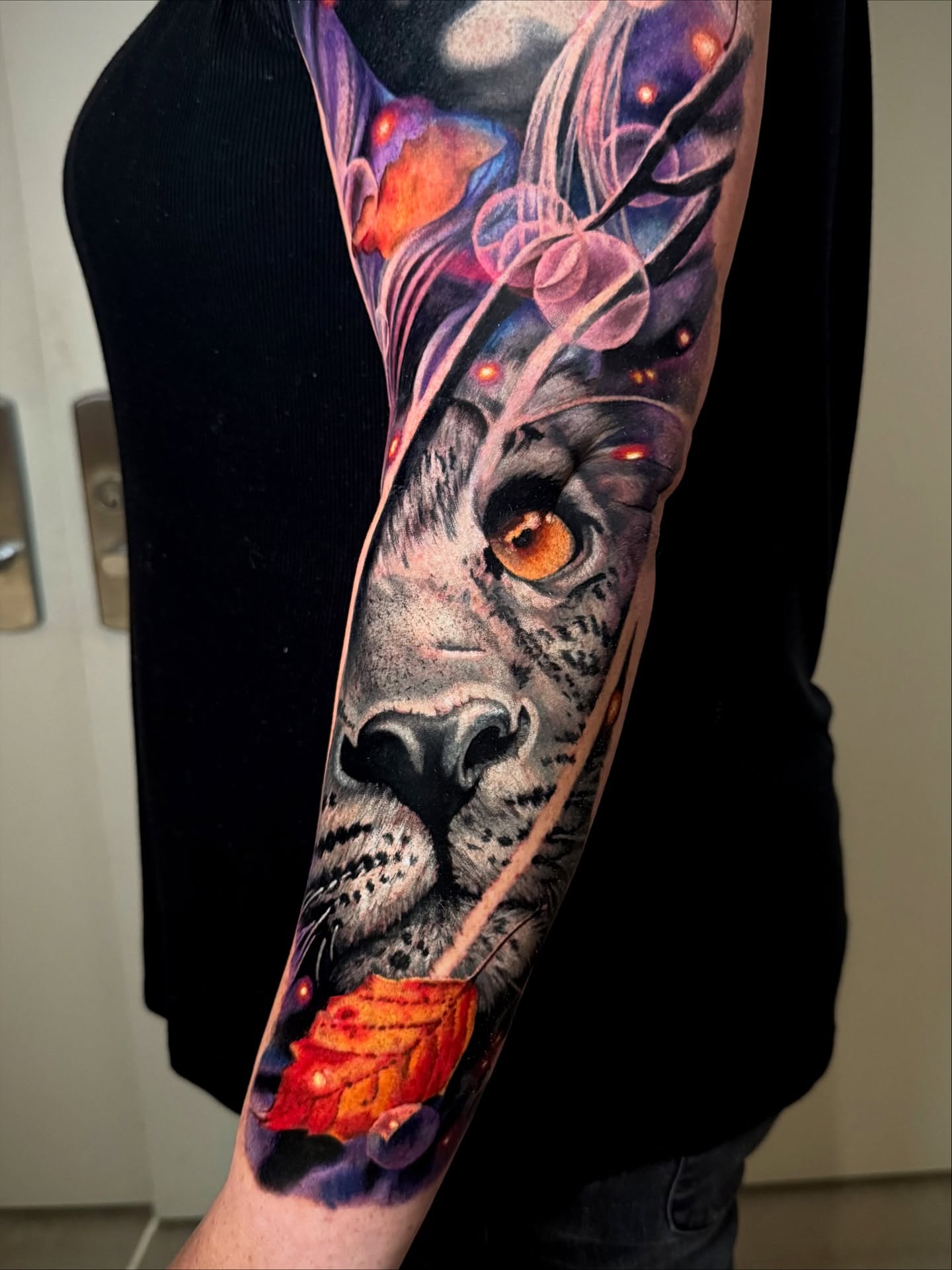 Wolf realism tattoo on the forearm by Matt Vaught π Dark Surrealism