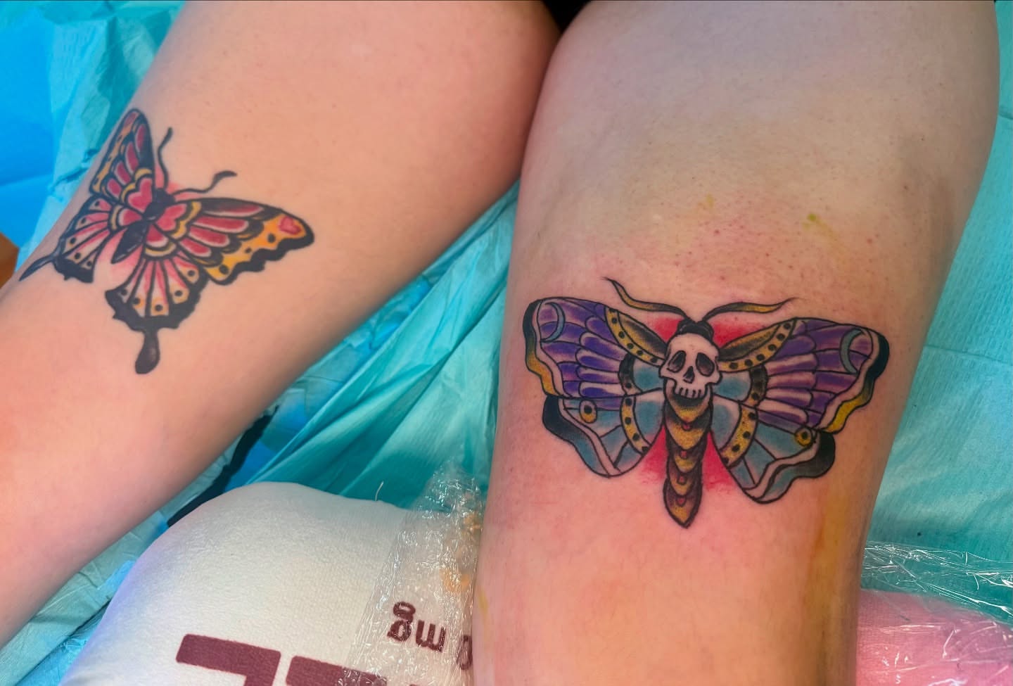 Butterfly moth American traditional tattoo on the thigh by πππππ°ππππ πΏπππππ