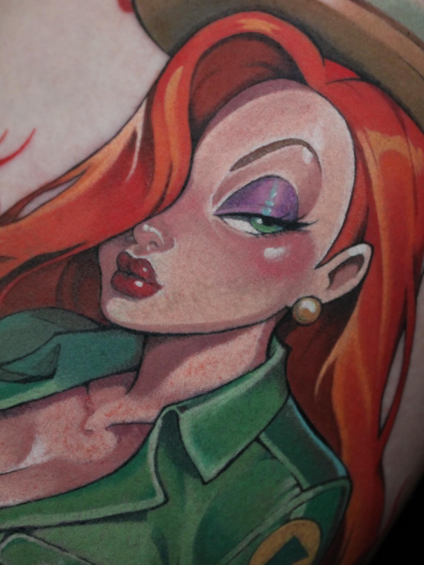 Woman with red hair American traditional tattoo on the head by πΆππ πΎππππππ