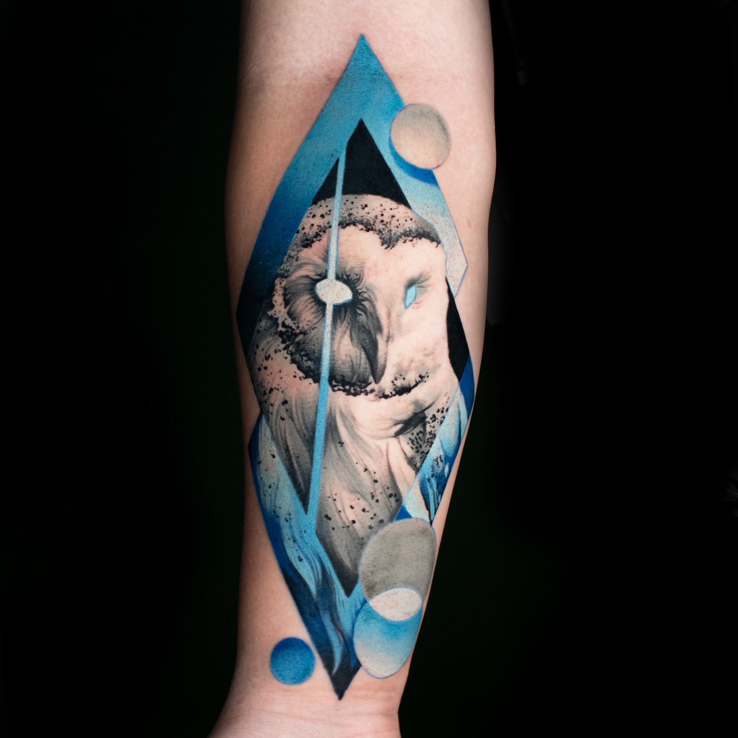 Elephant geometric tattoo on the forearm by Luke Benavidez
