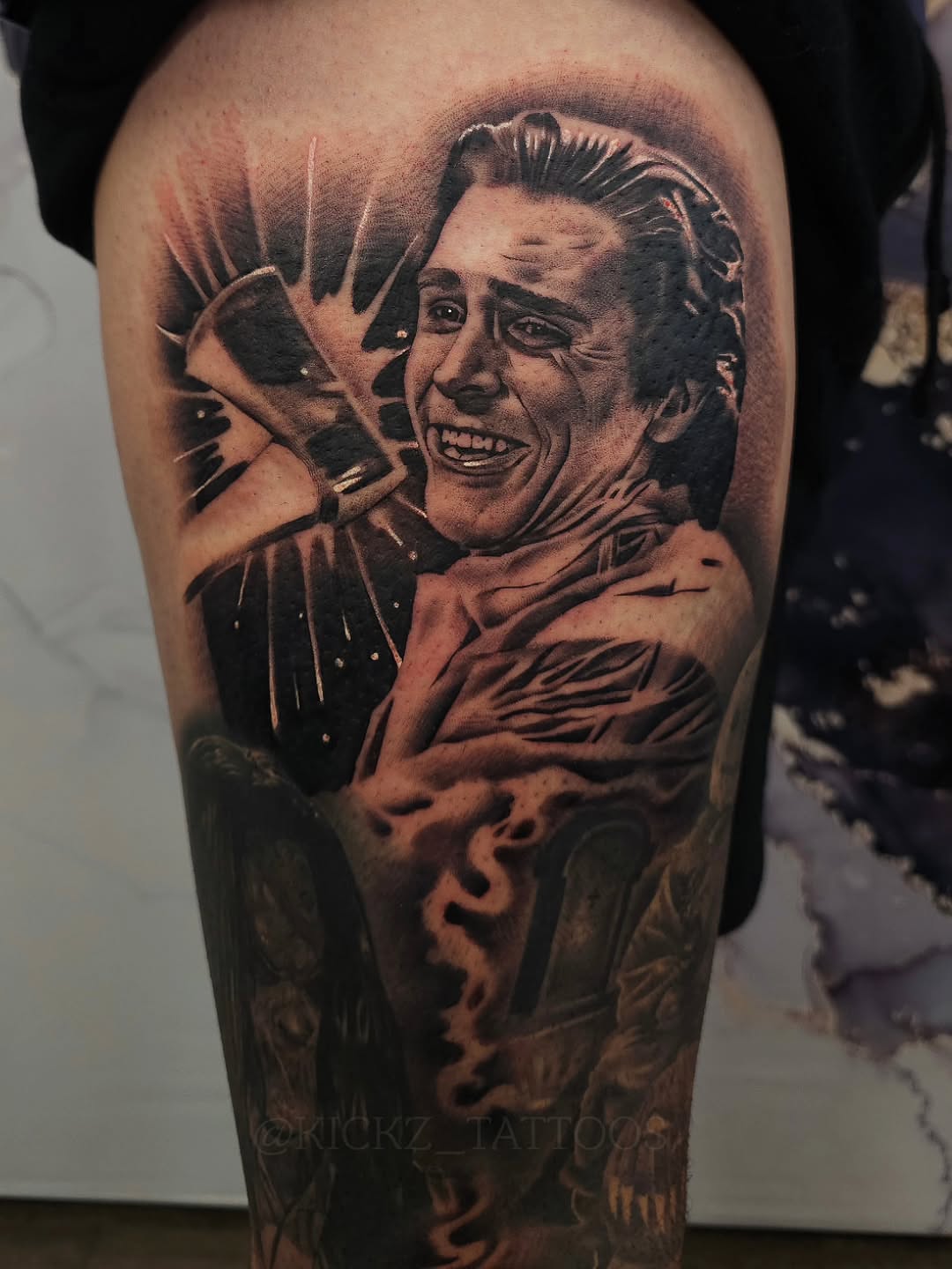 Tattoo by @kickz_tattoos — realism, black_and_grey