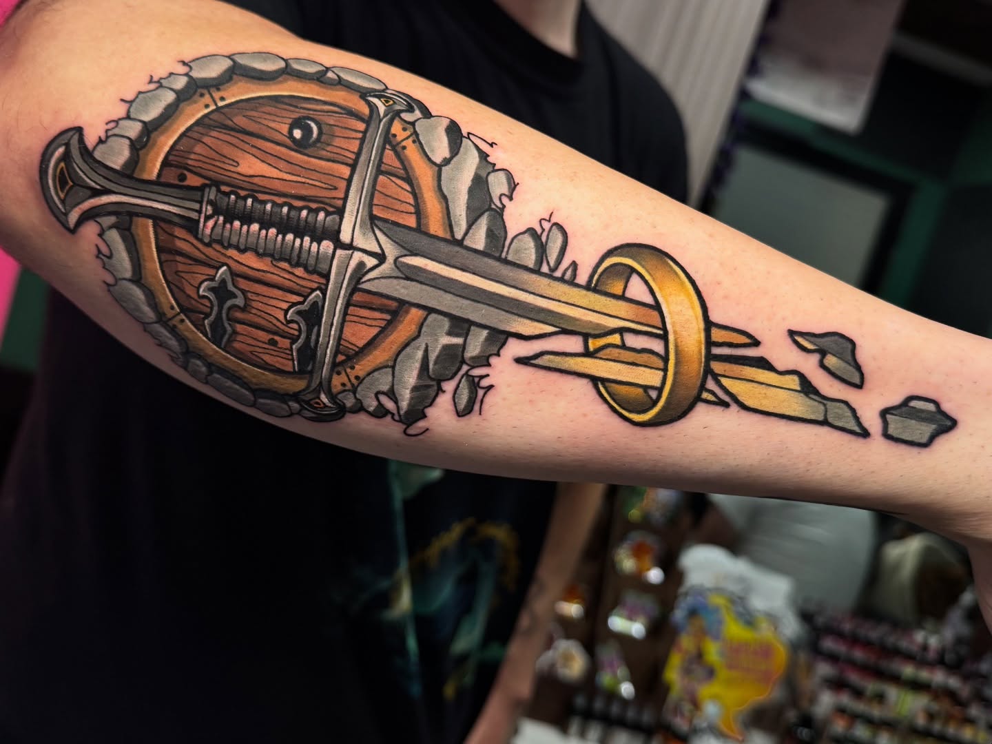 Sword and ring realism tattoo on the forearm by ✣ ᴛɪᴀʀᴀ ɢᴏʀᴅᴏɴ ✣ video games