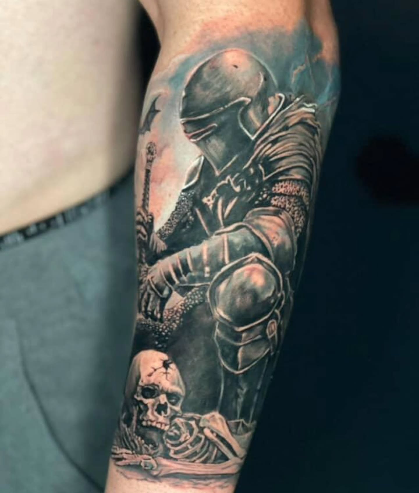 Knight with sword realism tattoo on the forearm by 𝐍𝐄𝐗'𝐒 𝐈𝐍𝐊 🇨🇺, Tampa
