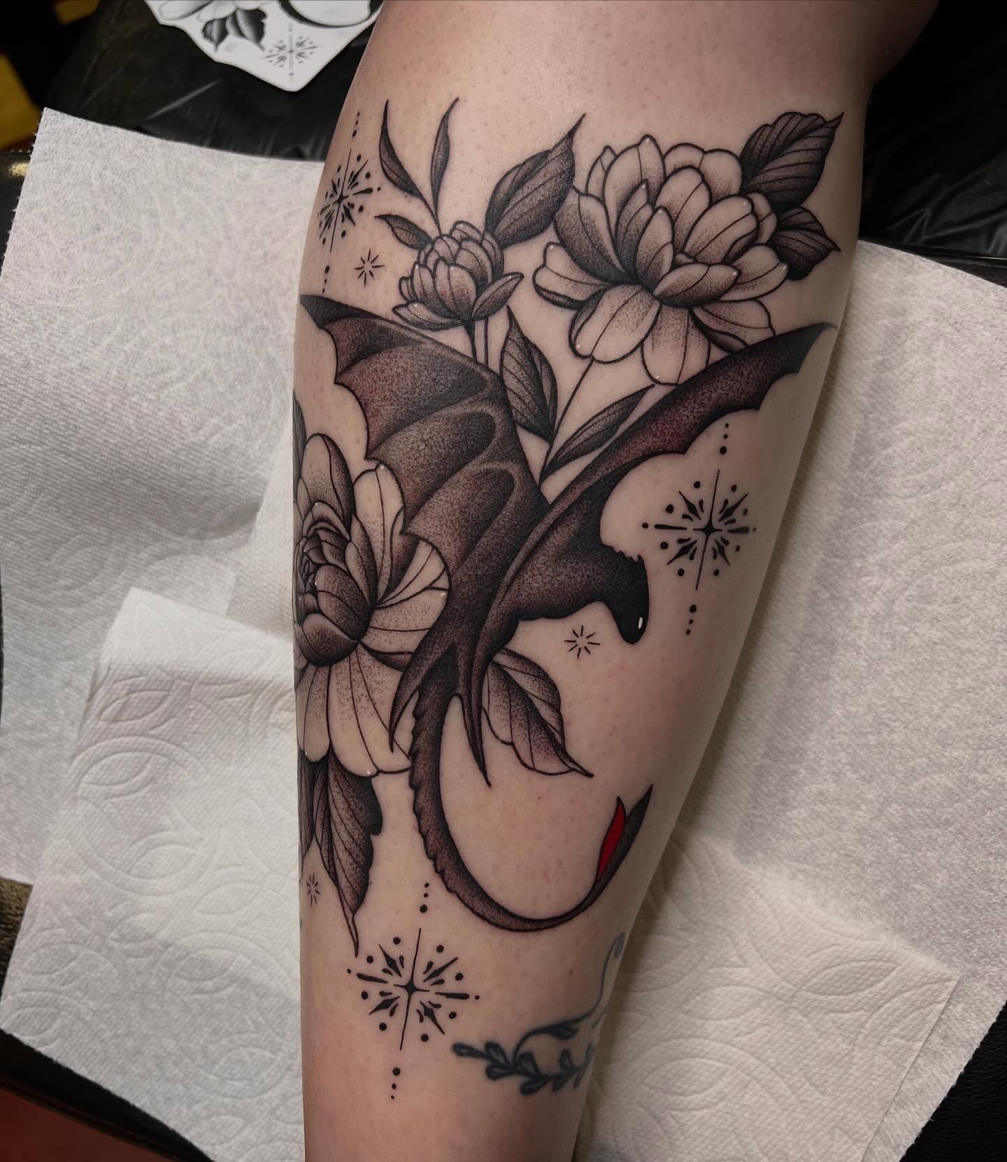 Tattoo by @molliecooltattoos — american_traditional, dotwork