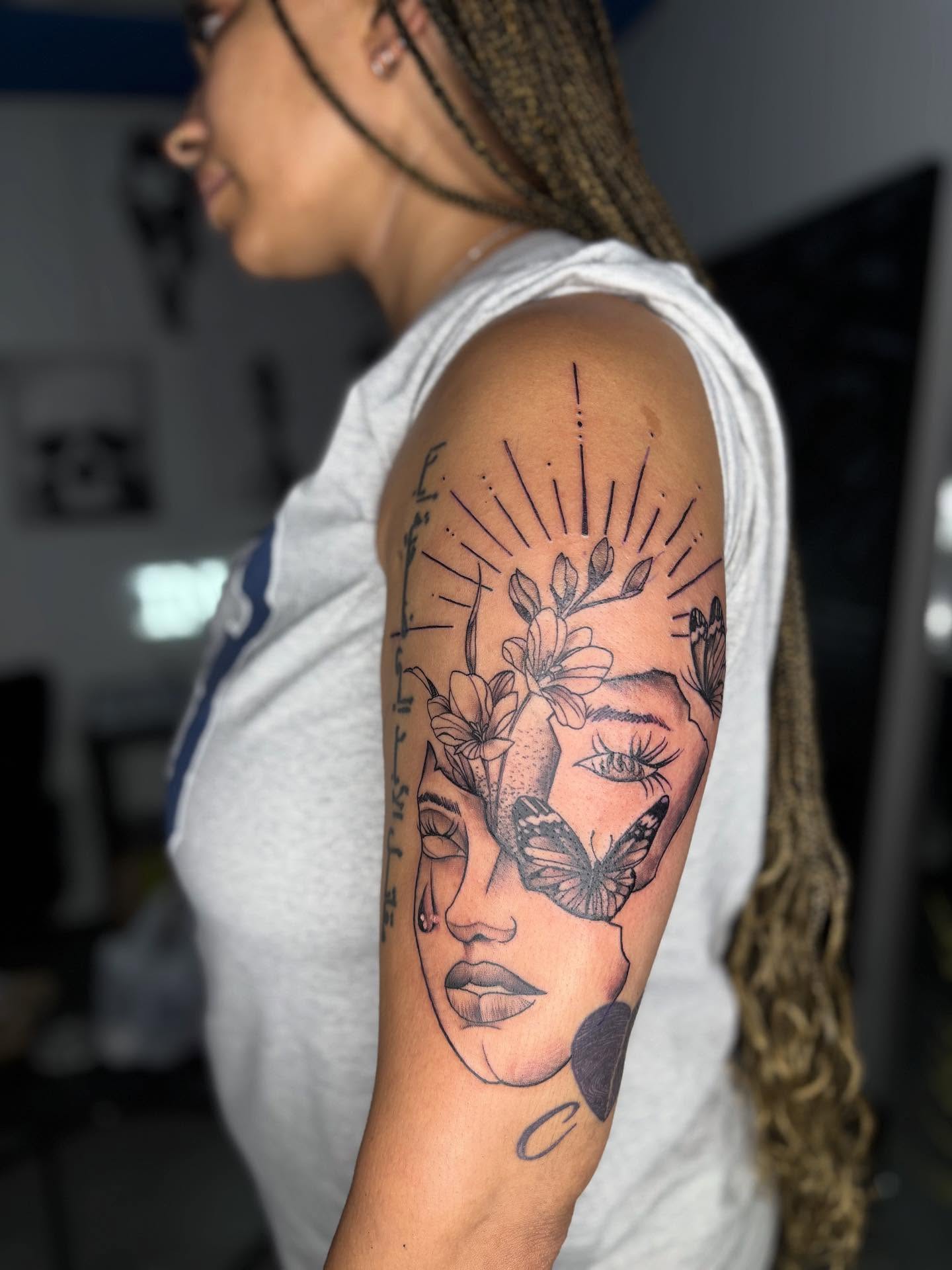 Tattoo by @shyluhv — realism, dotwork