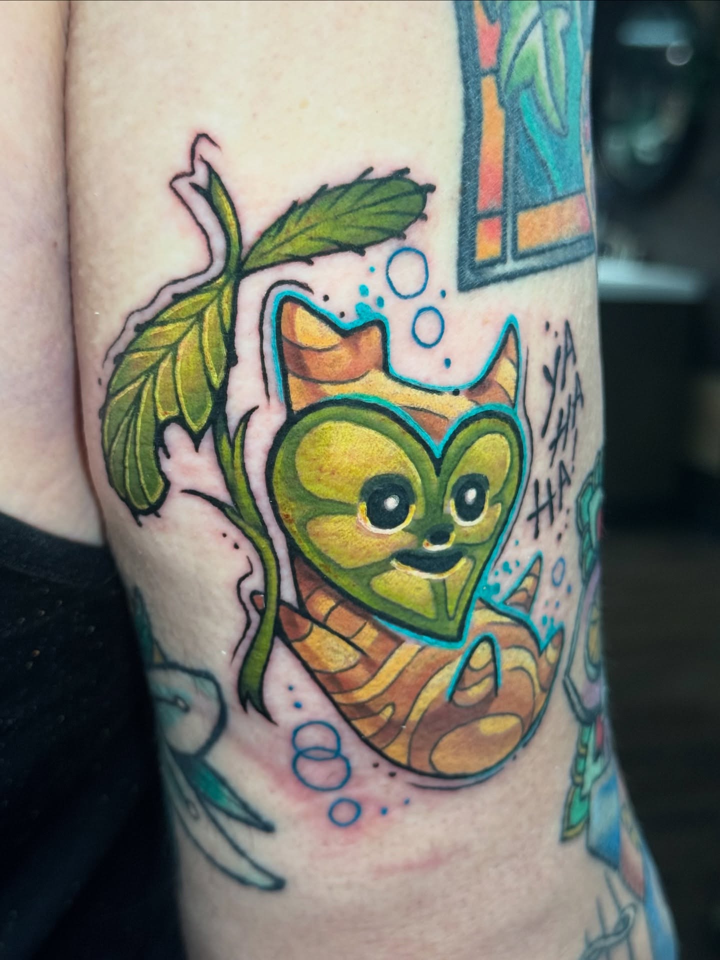 Plant character dotwork tattoo on the forearm by π»ππππ β½ πΏππππ, Franklin, Tennessee