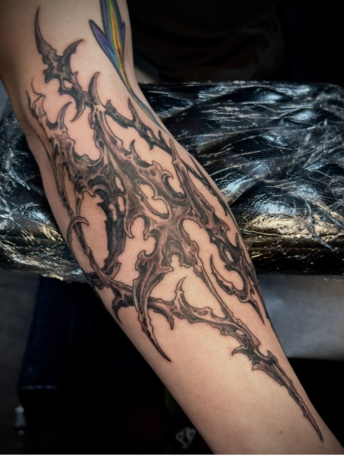 Flame tribal tattoo on the forearm by Culleton Paramore
