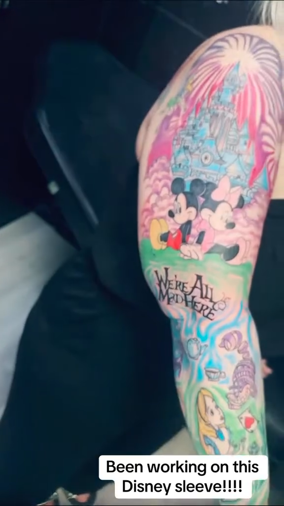 Disney characters new school tattoo by Aj Negrete Jr.