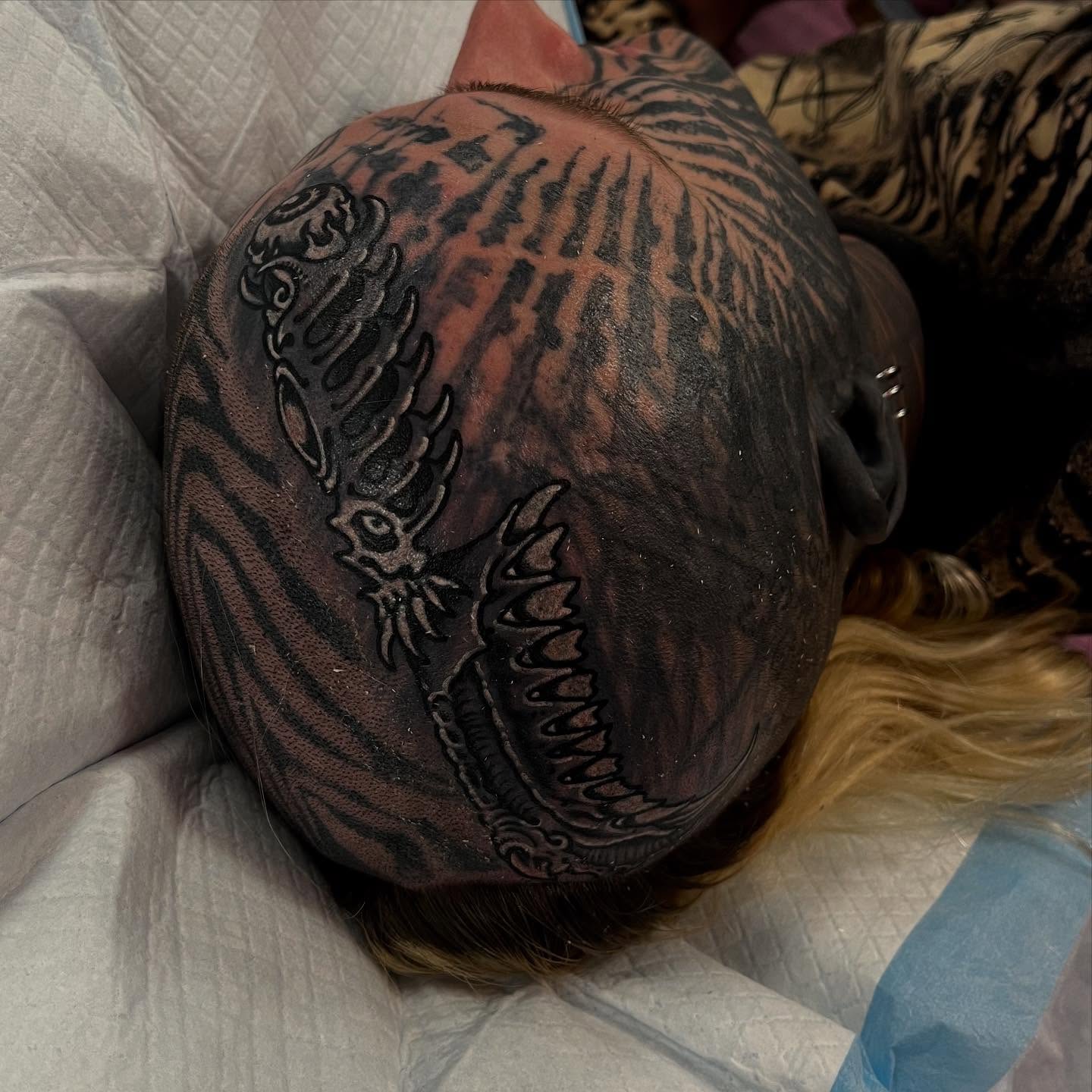 Spine black and grey tattoo on the back by Lee Brewster, Erlanger, Kentucky