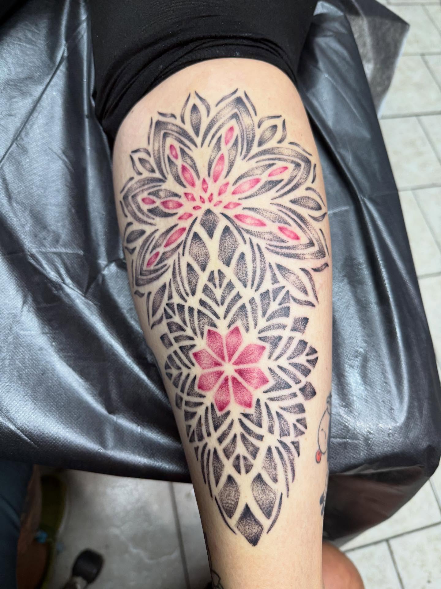 Tattoo by @shawnmichaelstattoos — dotwork, geometric