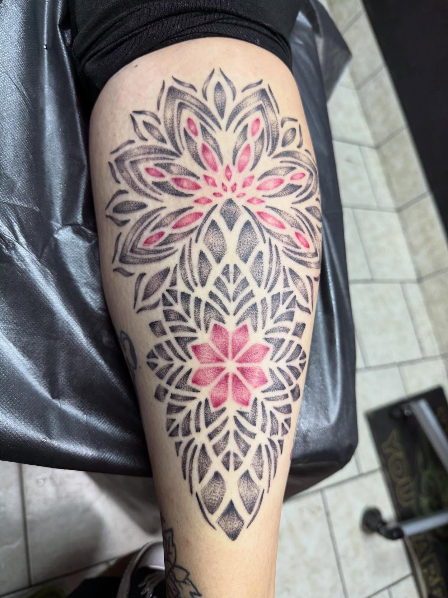 Tattoo by @shawnmichaelstattoos — geometric, dotwork