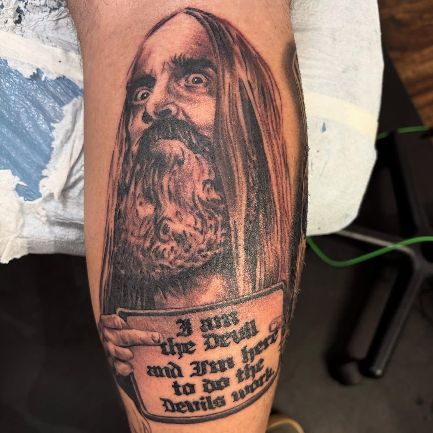 I am the Devil realism tattoo on the forearm by Mike Doherty, Abington, Massachusetts