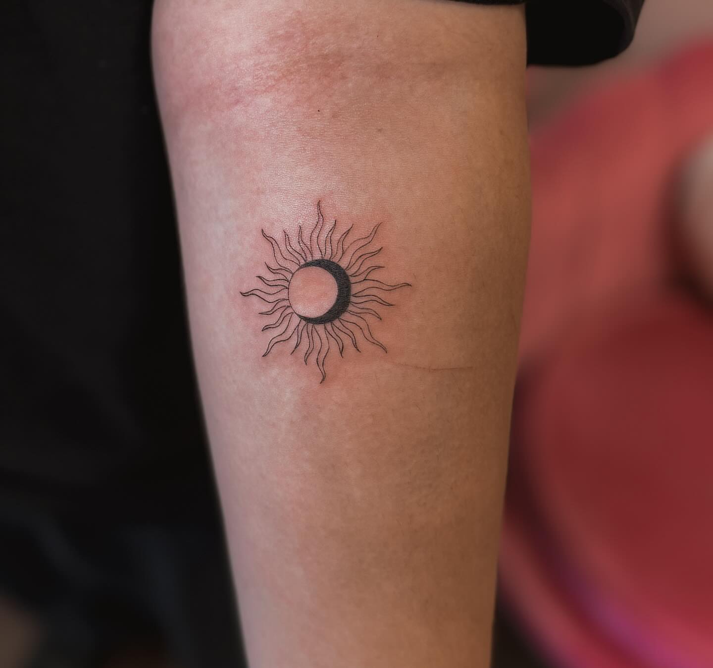 Sun fine line tattoo on the forearm by π»ππ π
ππππ Tattoo Artist, Las Vegas, Nevada