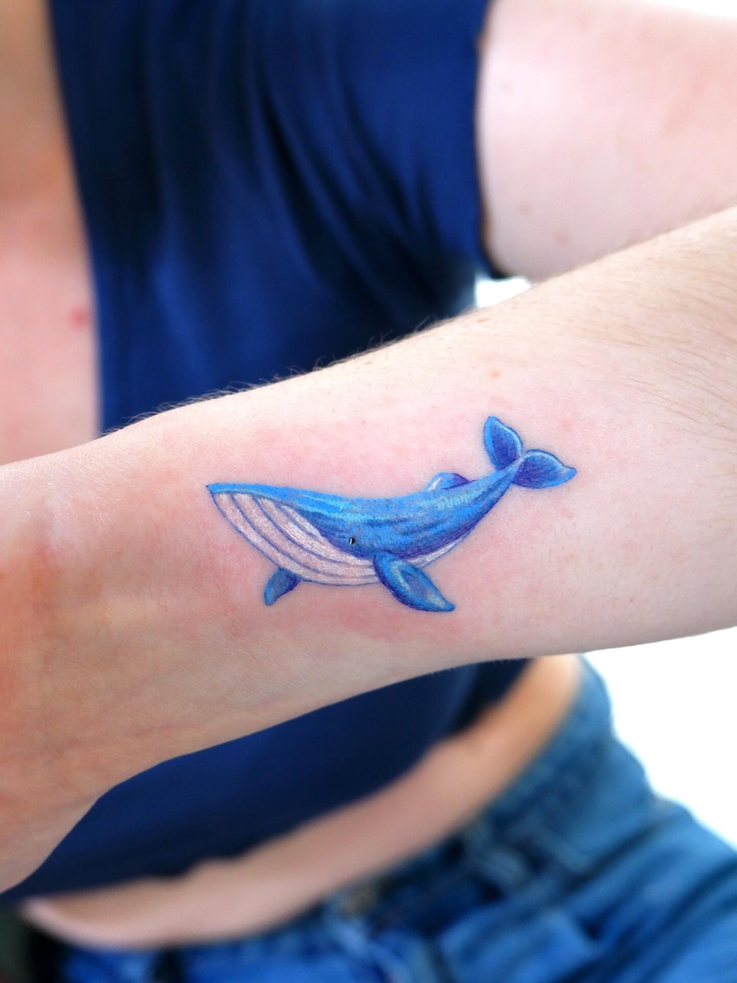 Whale realism tattoo on the forearm by 타투 Seon 컬러타투