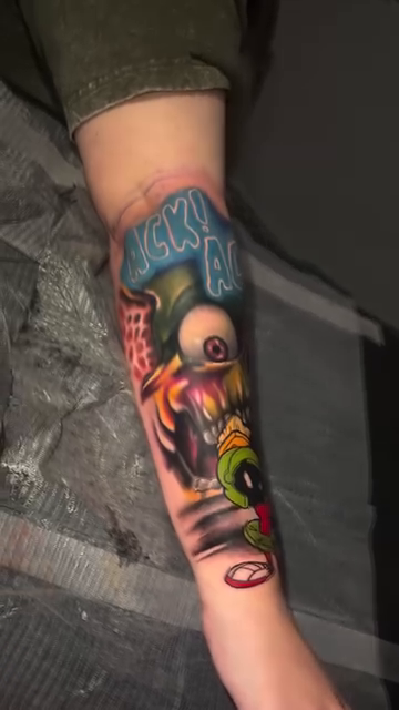 Tattoo by @maxraytattoos — new_school, trash_polka