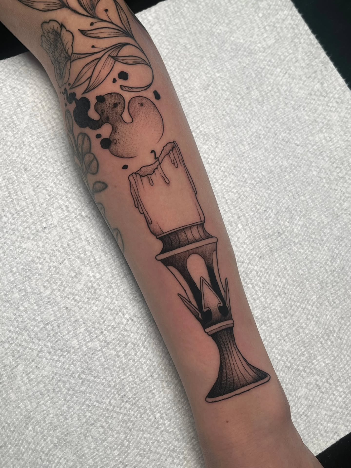 Chess knight black and grey tattoo on the forearm by Summer Machelle, Orange, California